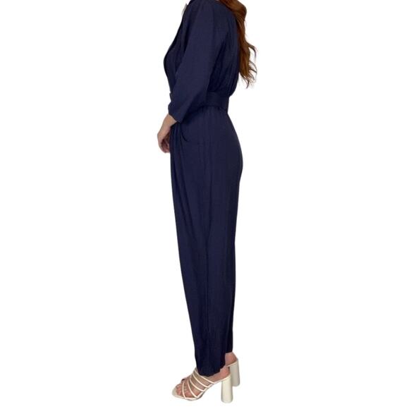 Vintage Union Label Betsey’s Things Medium Navy & Gold Belted Jumpsuit - Picture 3 of 14